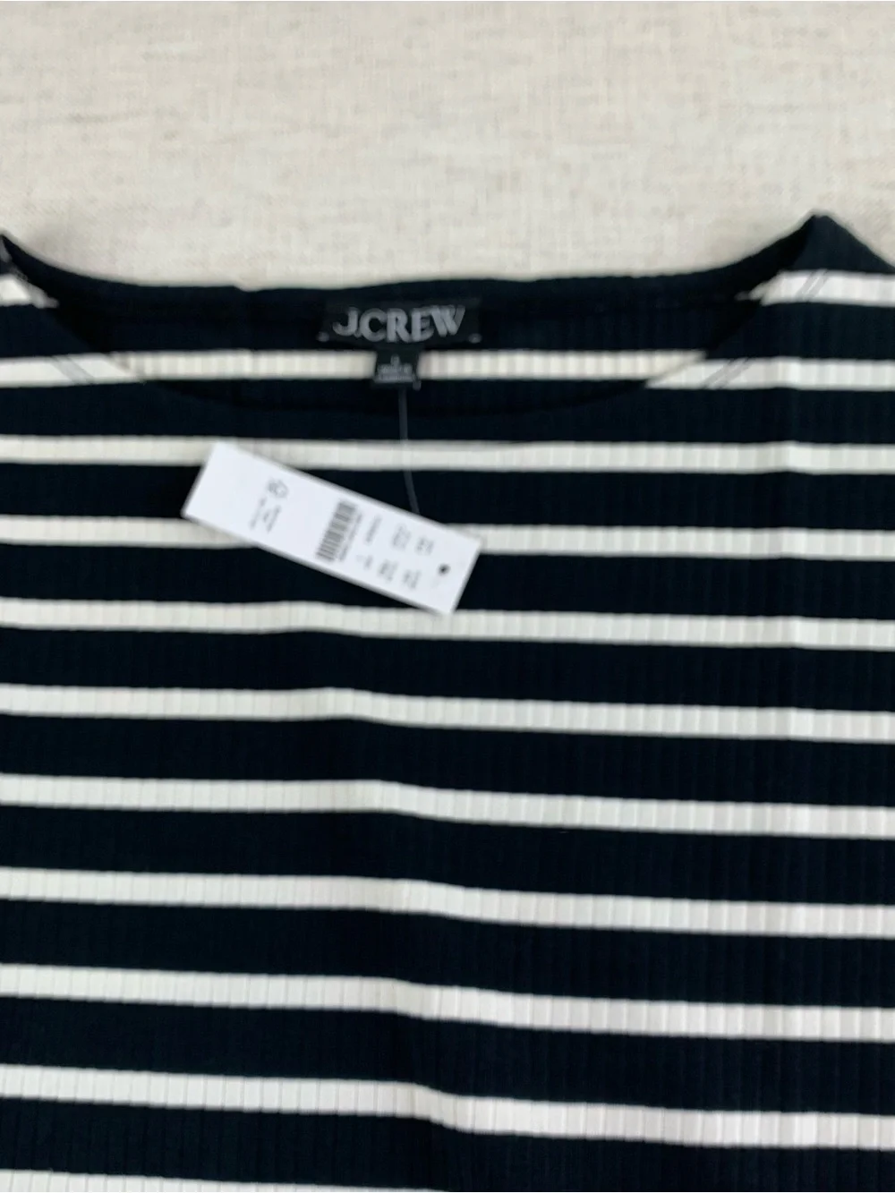 J. Crew women's sleeveless Sheath midi dress in stripe black white boat neck